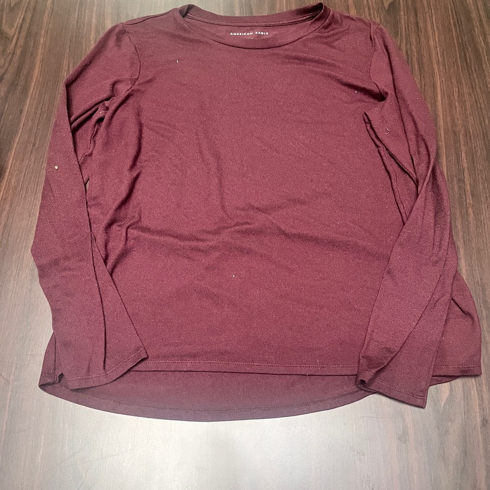 American Eagle Outfitters Maroon Long Sleeve Shirt